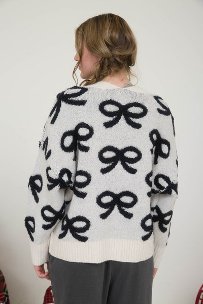 inner peace bow pattern cardigan | off white