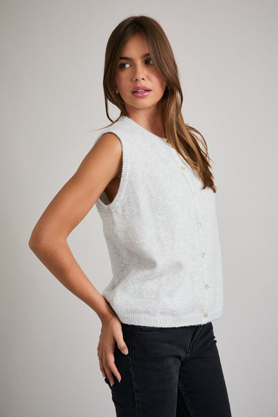lines yet written sleeveless cardigan | lt h. grey