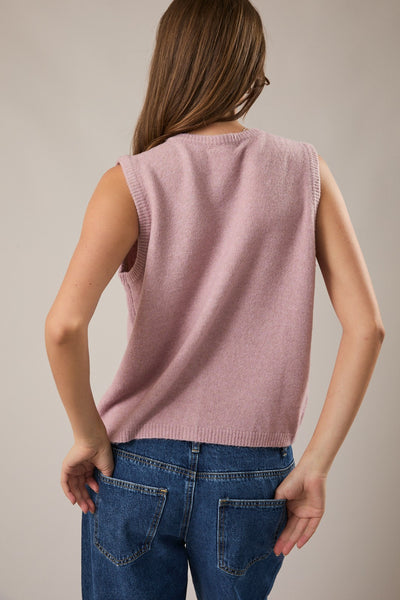 lines yet written sleeveless cardigan | blush