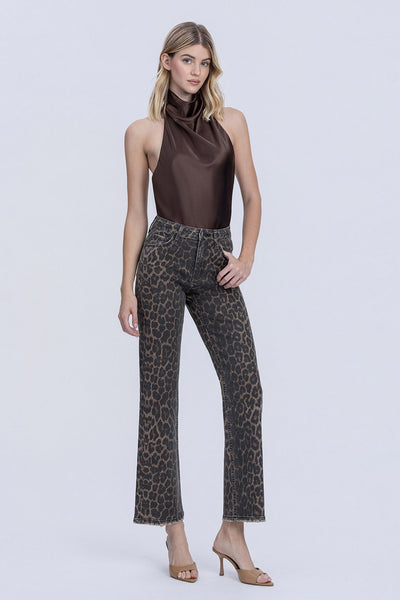 sabrina high rise slim wide jeans | leopard print