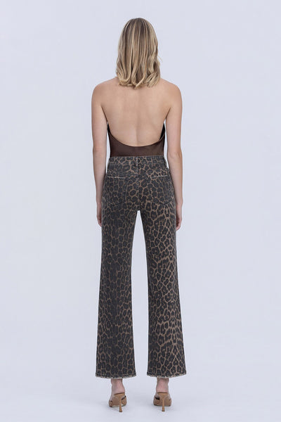 sabrina high rise slim wide jeans | leopard print