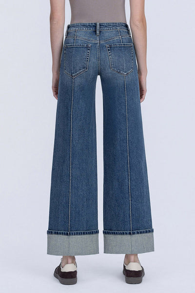 norris mid rise pintuck cuffed baggy wide leg jeans | authenticity