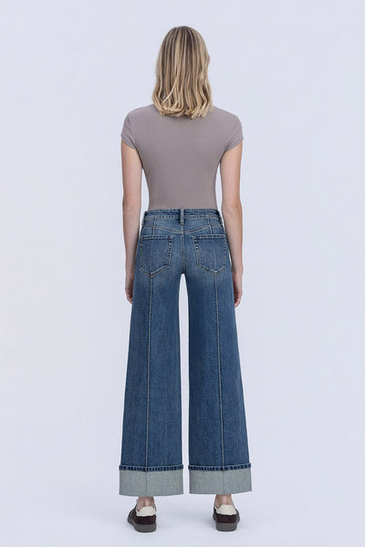 norris mid rise pintuck cuffed baggy wide leg jeans | authenticity