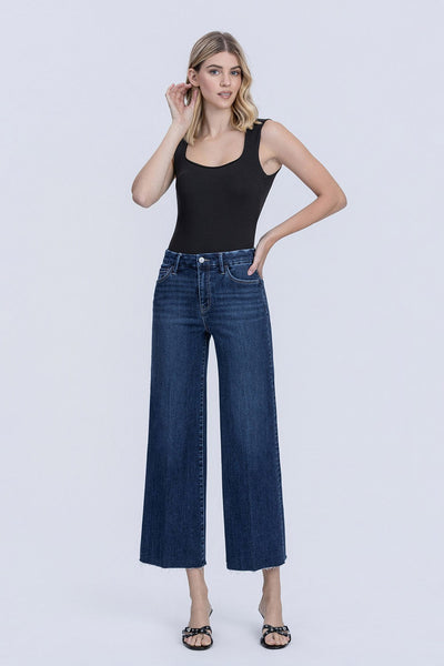 adler high rise crease line trouser hem crop wide jeans | caring
