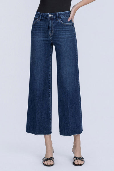 adler high rise crease line trouser hem crop wide jeans | caring
