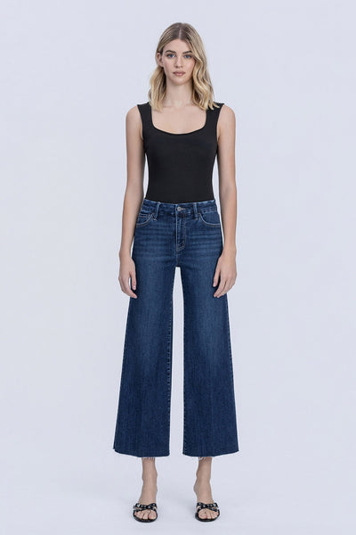 adler high rise crease line trouser hem crop wide jeans | caring