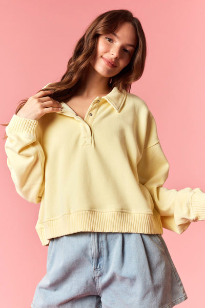 with full transparency mineral wash pullover | lt yellow
