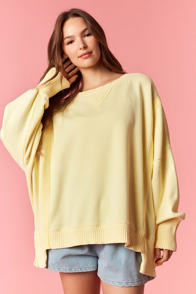 light finds you mineral washed french terry | light yellow
