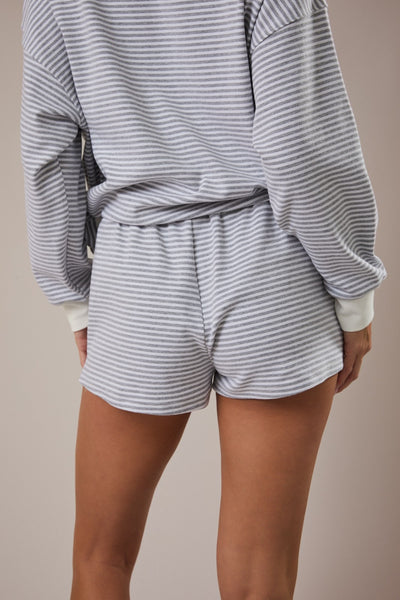 rocking with you striped mock neck + short set | heather grey + white