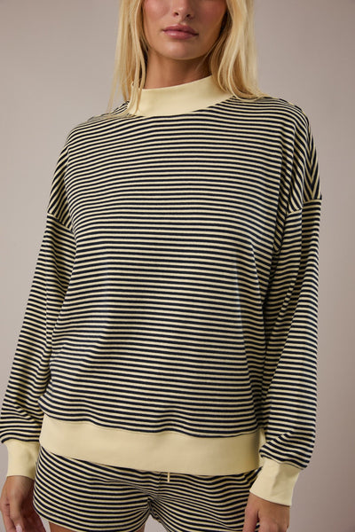 rocking with you striped mock neck + short set | navy + yellow