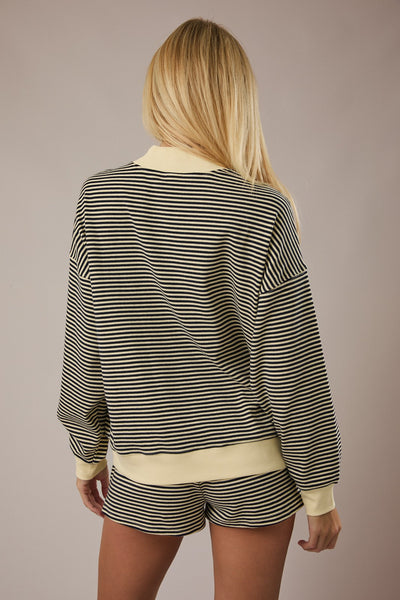 rocking with you striped mock neck + short set | navy + yellow