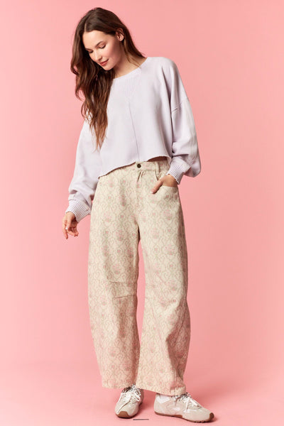 ready to go washed french terry cropped sweatshirt | lavender