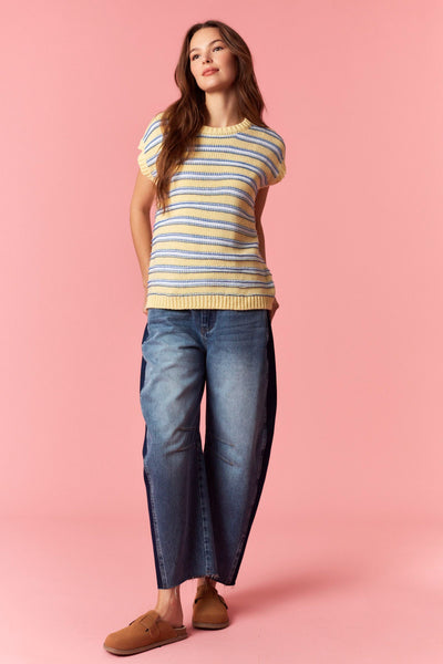something about you striped sweater tank | lt yellow + blue