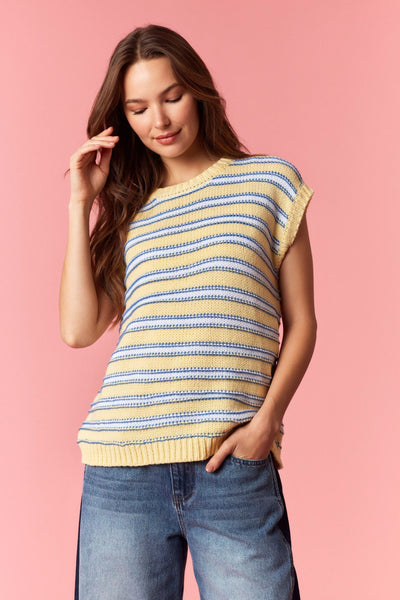 something about you striped sweater tank | lt yellow + blue