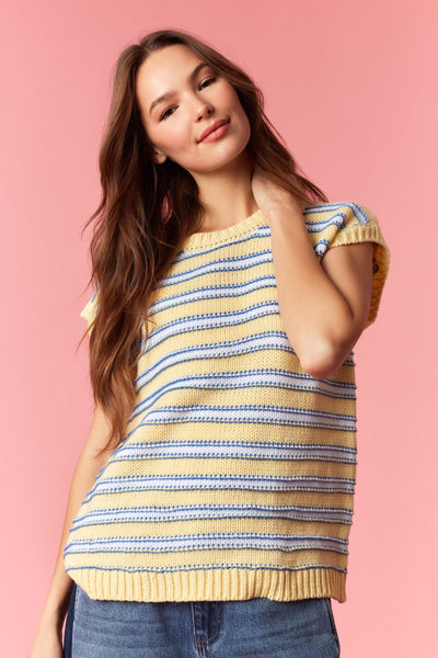 something about you striped sweater tank | lt yellow + blue