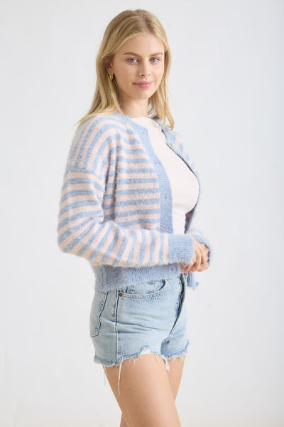 where the sun finds me striped knit cardigan | blue