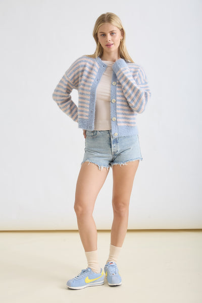 where the sun finds me striped knit cardigan | blue