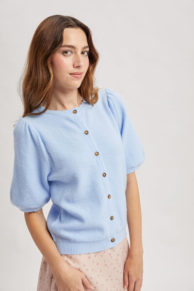 love without limits puff sleeve cardigan | m. blue