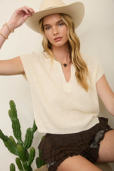 made the call sleeveless knit sweater | cream