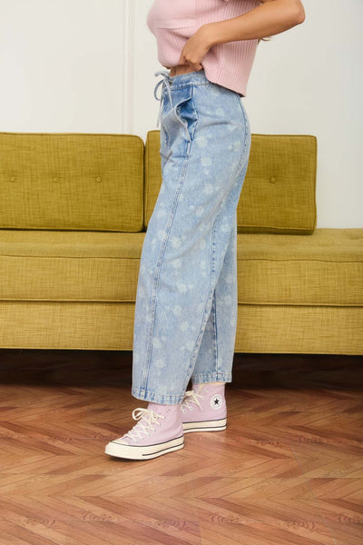 dandelion washed denim drawstring waist jeans | light wash