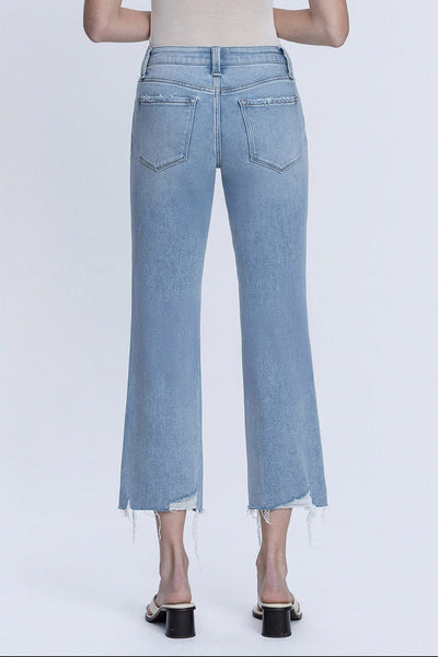 nellie mid rise raw hem straight leg jeans | vivacious