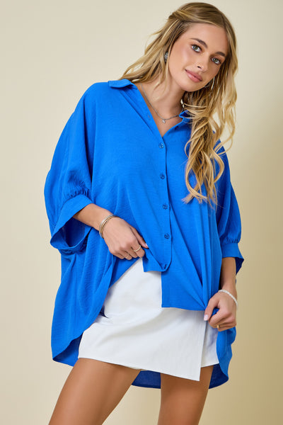 hear me out oversized air flow button up top | azure