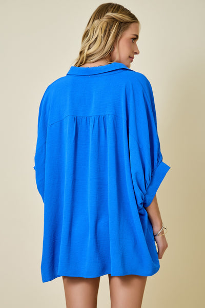 hear me out oversized air flow button up top | azure