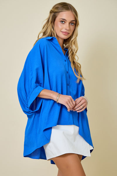 hear me out oversized air flow button up top | azure