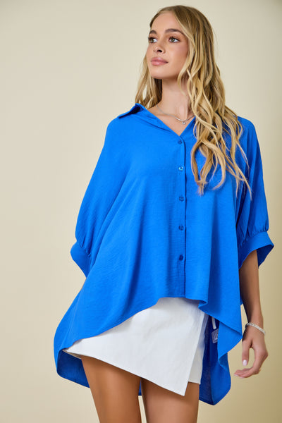 hear me out oversized air flow button up top | azure