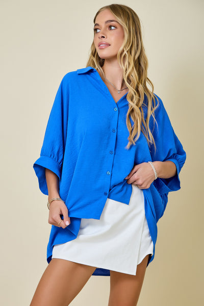 hear me out oversized air flow button up top | azure