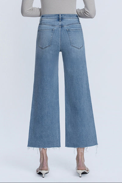 nolan high rise cropped raw hem wide leg jeans | astounding