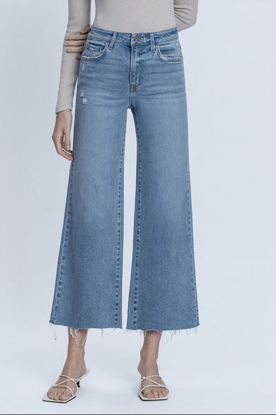 nolan high rise cropped raw hem wide leg jeans | astounding