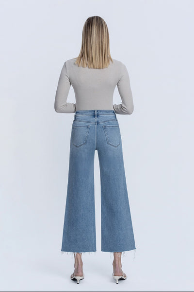 nolan high rise cropped raw hem wide leg jeans | astounding