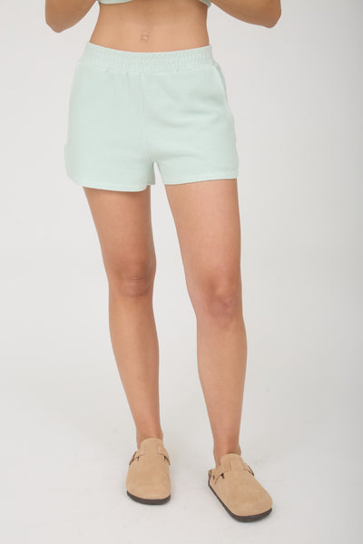 already there ribbed knit shorts | dusty mint