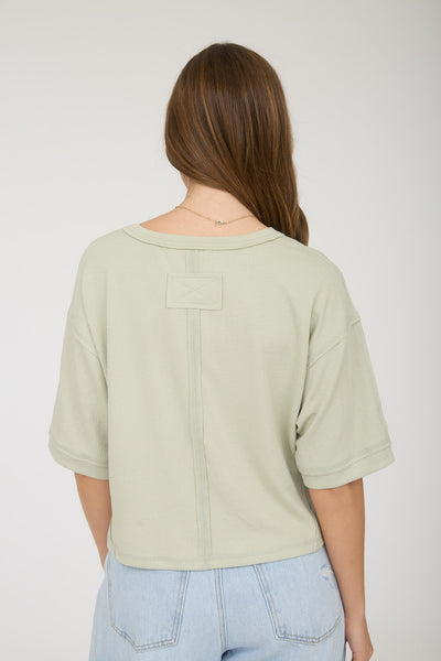 above all else boxy henley top | light sage