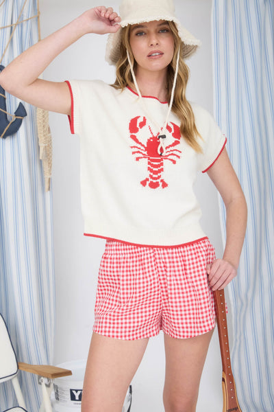 just a pinch lobster motif sleeveless sweater | cream