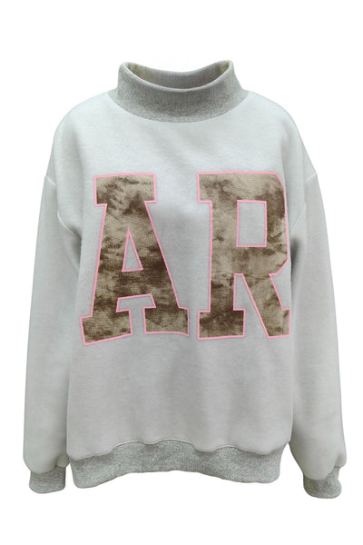 arkansas camo embroidered mock neck sweatshirt | ash grey