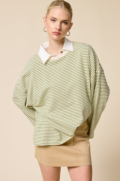 say you will oversized striped top | clover