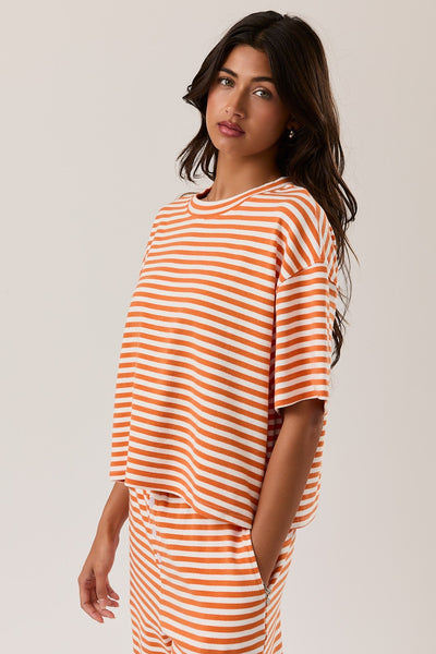 somewhere sunny striped set | white + orange
