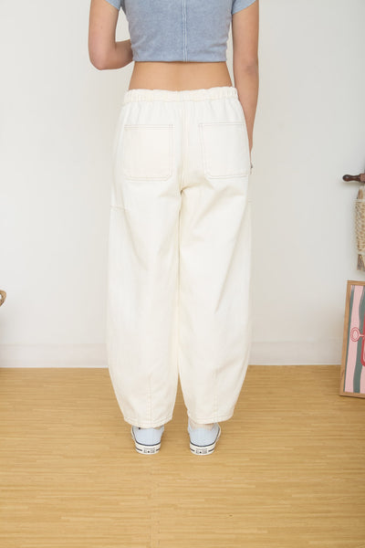 big reputation drawstring barrel jeans | ecru