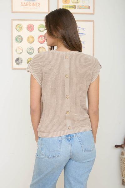 caught you smiling washed knit top | khaki
