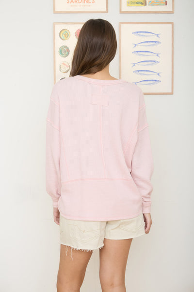 isn't that something raw edge knit top | light pink