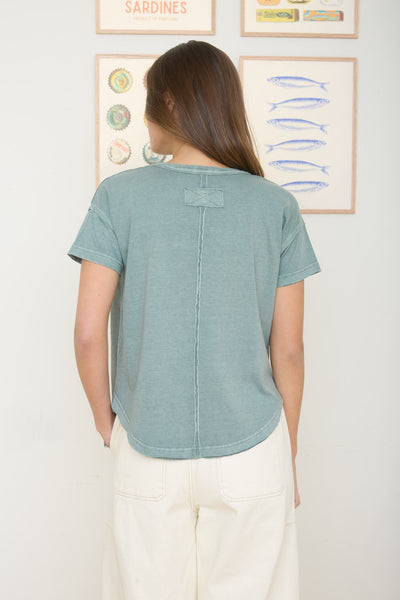 fresh start washed round neck tee | green