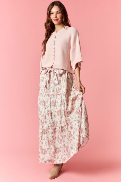 easy feeling lightweight short sleeve cardigan | pink