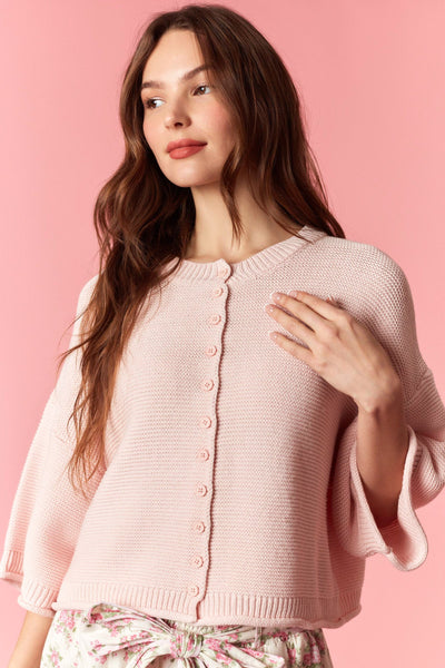 easy feeling lightweight short sleeve cardigan | pink