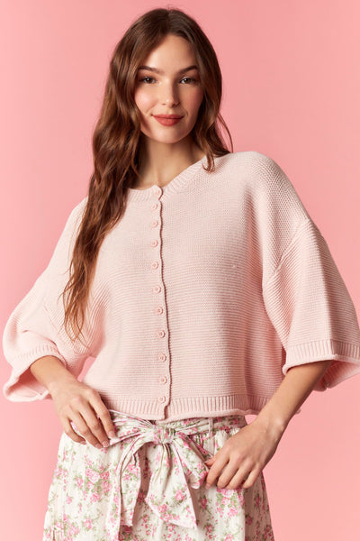 easy feeling lightweight short sleeve cardigan | pink