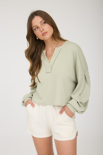 in this moment cropped knit top | light sage