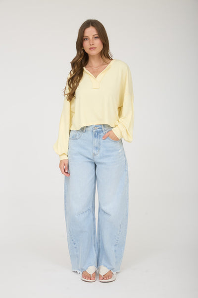 in this moment cropped knit top | butter yellow