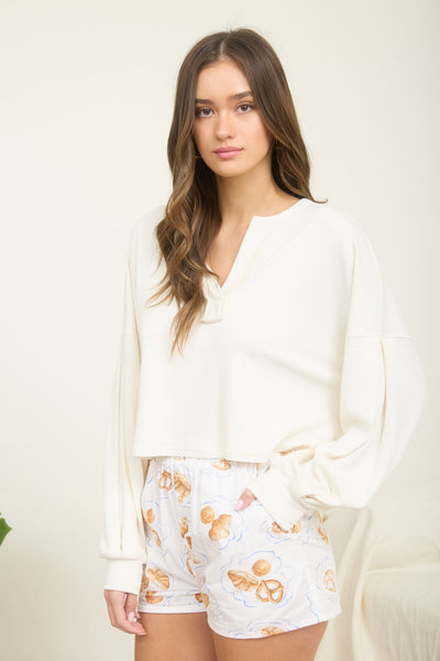 in this moment cropped knit top | oatmeal