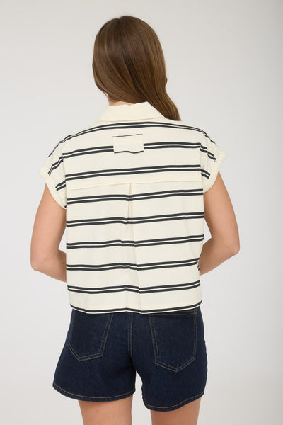 keeping it real striped boxy knit top | cream